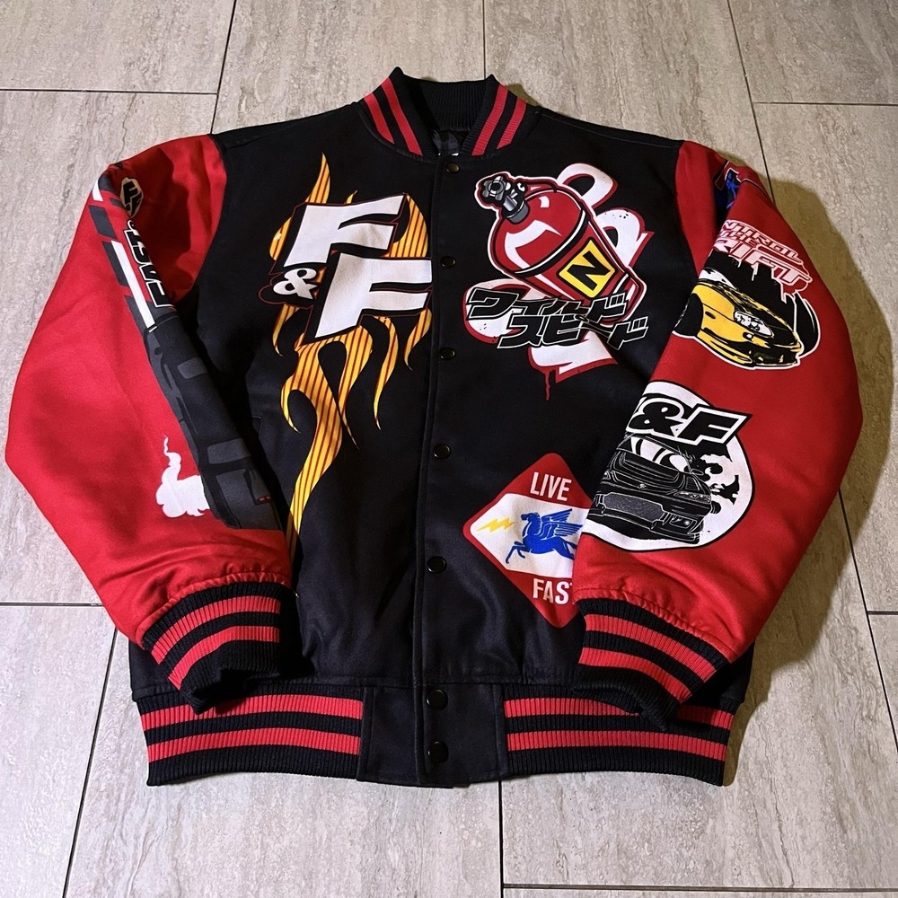 Fast & Furious X Reason Varsity Jacket Mens Medium Black Racing FFRS-1 NEW